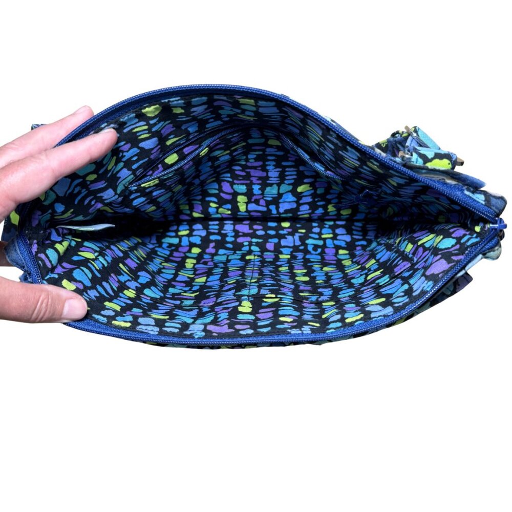 Vera Bradley Blue Navy Floral Crossbody Bag with Lime and Light Blue Accents - Picture 7 of 8
